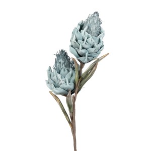 Dekoracyjny srebrzysto-zielony kwiat protea h 90 cm