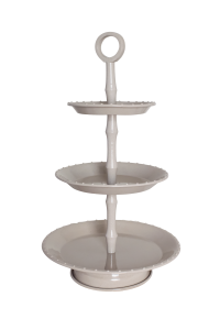 3 poziomowa etażerka na ciasto beżowa 22 cm x wysokość 38 cm