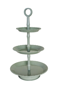 3 poziomowa etażerka na ciasto seledynowa 22 cm x wysokość 38 cm